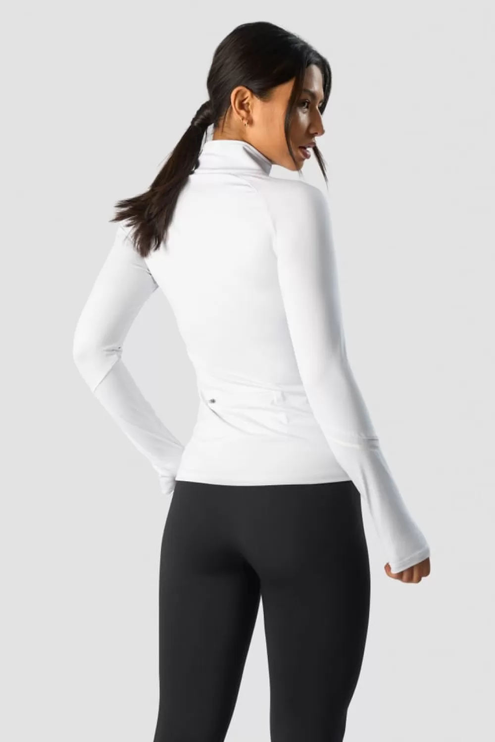 Women ICIW Everyday Long Sleeve 1/4 Stripe Zipper White
