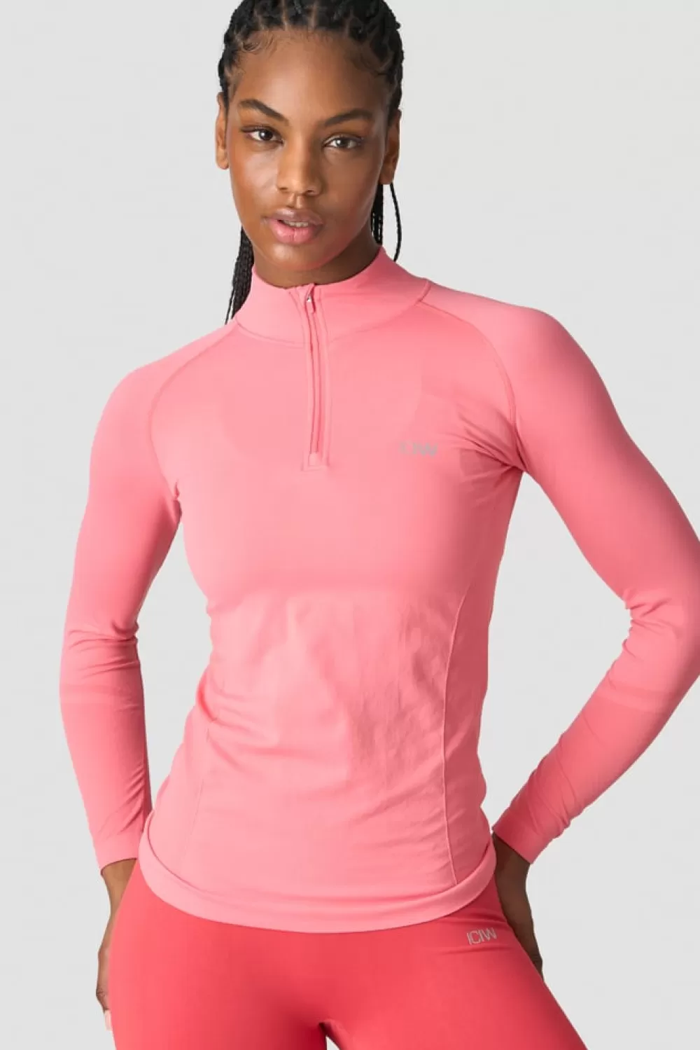 Women ICIW Everyday Seamless 1/4 Zip Wmn Rose