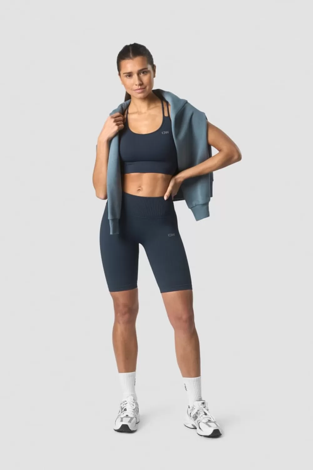 Women ICIW Ribbed Define Seamless Biker Shorts Dk Teal