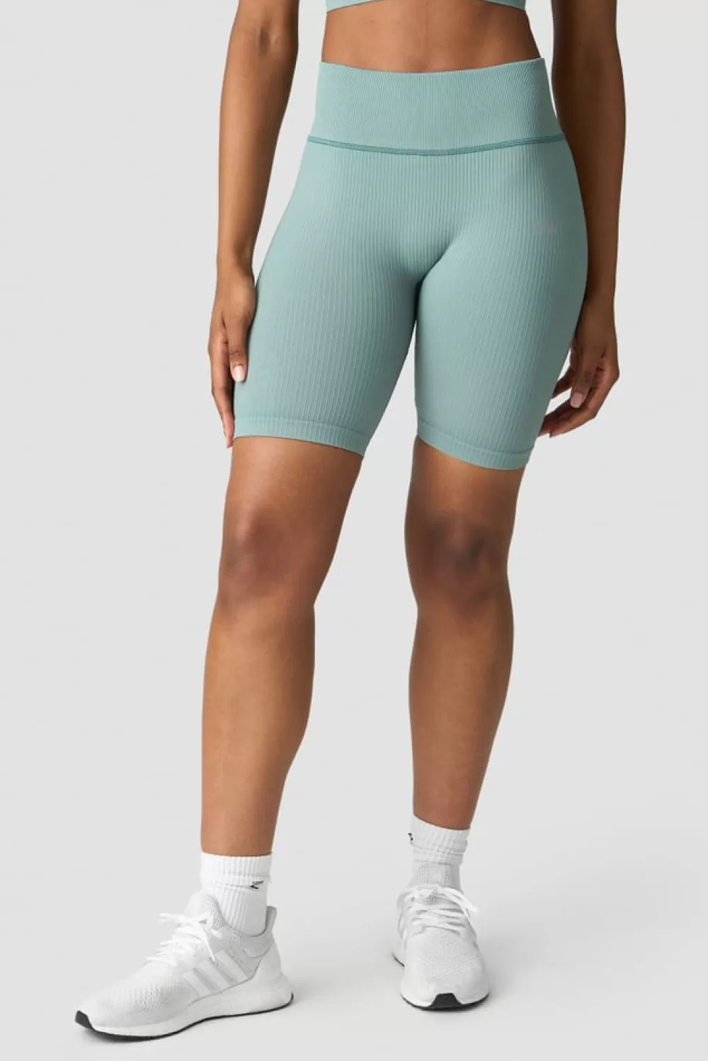 Women ICIW Ribbed Define Seamless Biker Shorts Fog Grey