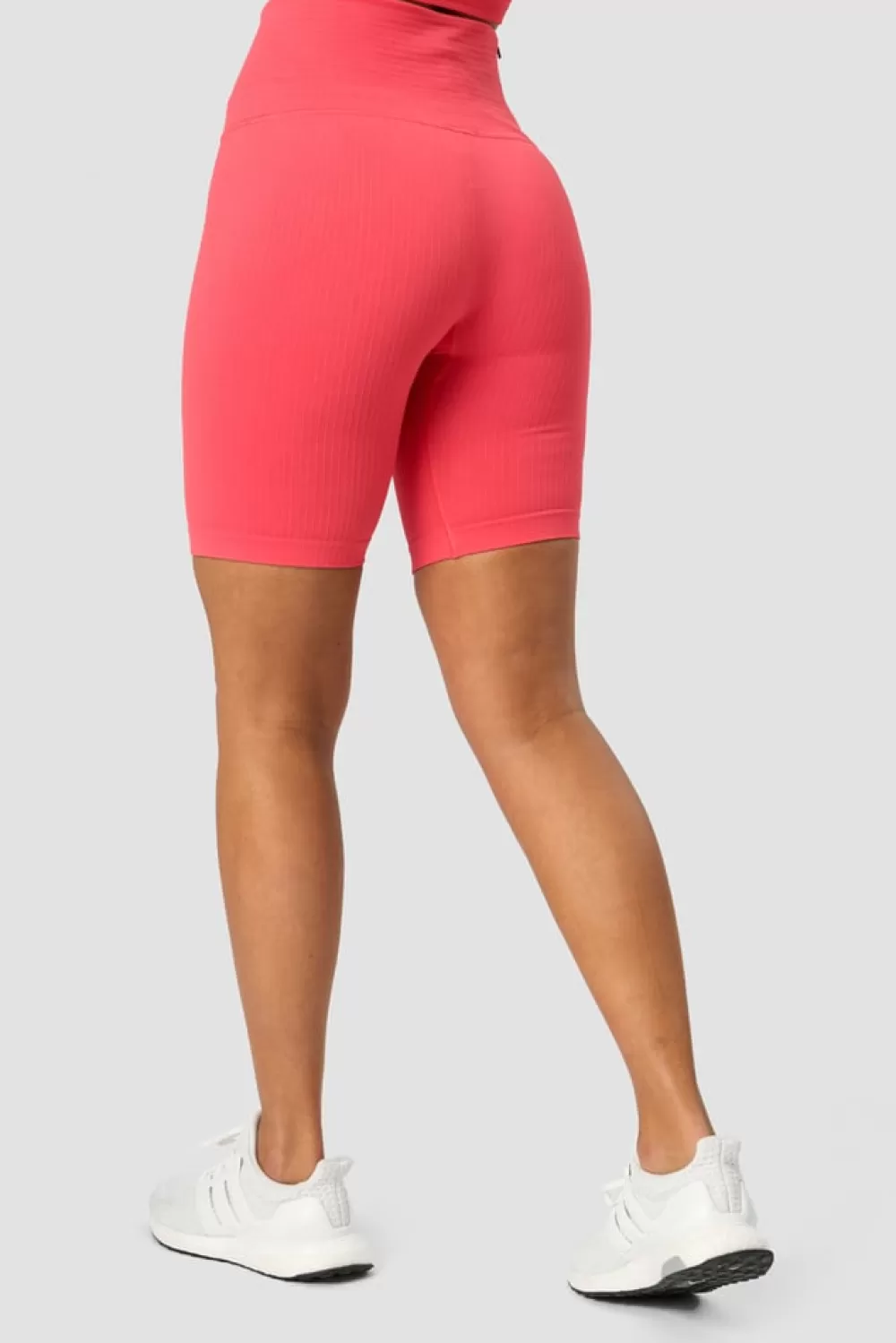 Women ICIW Ribbed Define Seamless Pocket Biker Shorts Coral Red