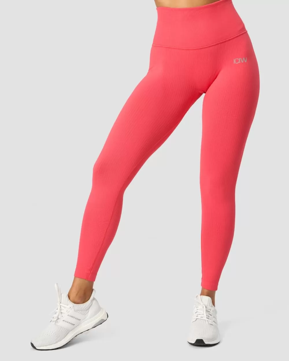 Women ICIW Ribbed Define Seamless Pocket Tights Coral Red