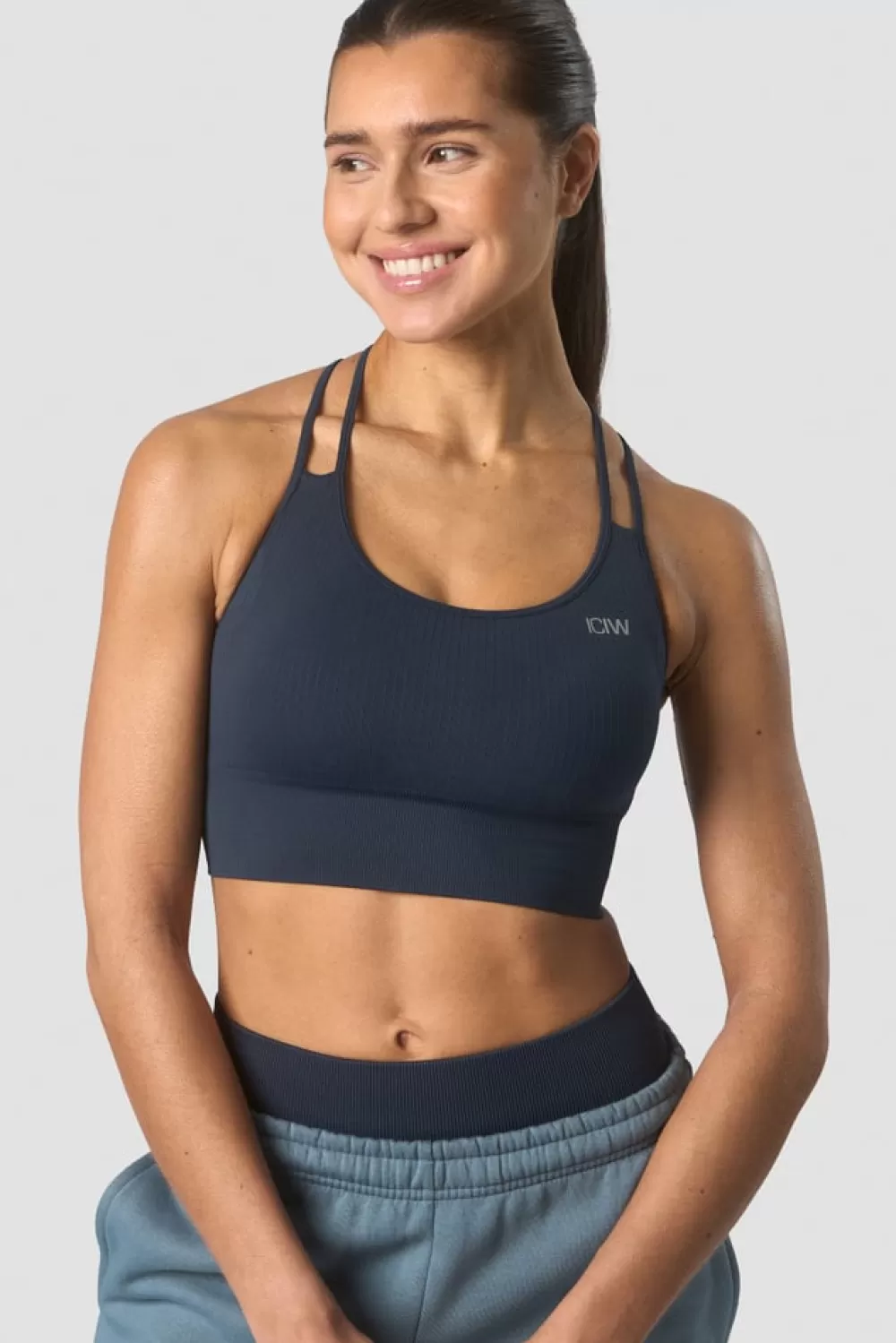 Women ICIW Ribbed Define Seamless Sports Bra Dk Teal
